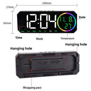 Smart Modern Digital Colorful LED <strong>Large</strong> Desk Alarm <strong>Wall</strong> <strong>Clock</strong> Calendar Date Week Display Temperature Home Office Table Bedroom - Product Image 4