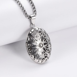 Collier pendentif médaillon creux en acier inoxydable poli, couleur argent/or, pour photos, bijou cadeau de fête - Product Image 6