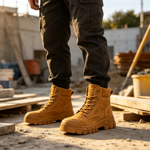 ODM OEM Personnalisé Microfibre + Maille respirante Bottes montantes à lacets à semelle épaisse imperméables et respirantes pour le travail en extérieur - Product Image 4