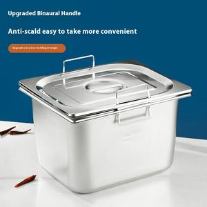 <span class=keywords><strong>Plateau</strong></span> rectangulaire en acier inoxydable 304 avec double poignée, boîte de rangement alimentaire approfondie, couvercle à rabat, impression personnalisée pour une utilisation en cuisine - Product Image 2