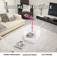 Table basse carrée minimaliste moderne en acrylique écologique pour salon, décoration artistique luxueuse pour chevet