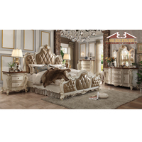 Longhao Furniture Europäisches Design Luxus elegante King Size Schlafzimmer Set Möbel mit großem Kopfteil