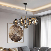 Lustre Américain Design Moderne de Luxe, Personnalisé, Grande Boule en Verre Transparent, pour Salon