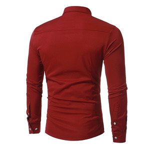 Chemises pour hommes, nouvelle mode 2024, taille européenne, manches longues, col à revers, boutons sur le devant, design plissé, hauts pour jeunes hommes, <span class=keywords><strong>chemise</strong></span> décontractée - Product Image 5