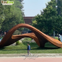 Sculpture abstraite en acier Corten YouFine, décoration de jardin extérieure, art métallique moderne, art paysager, sur mesure