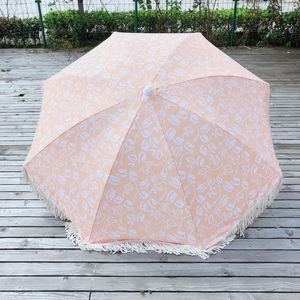 Parasol de plage 2M en polyester avec franges, mât en alliage d'aluminium, protection solaire extérieure pour jardin et terrasse - Product Image 2
