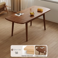 Table à manger extensible et pliante en bois massif, design rectangulaire vintage avec plateau réglable pour salons et salles à manger