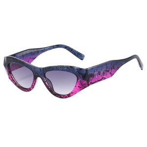 Lunettes de soleil UV400 en PC, monture carrée à bords épais, design œil-de-chat exagéré, style rétro, dégradé, style punk, cool, hip-hop, futuriste - Product Image 1