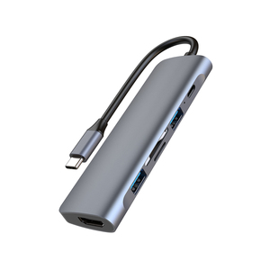 Adaptador Hub USB Tipo-C 6 en 1, 4K HDTV, Multipuerto USB 3.1, Aleación de Aluminio, 5 Gbps, PD100W, Lector de Tarjetas TF/SD, Macbook <span class=keywords><strong>Pro</strong></span>, <span class=keywords><strong>Windows</strong></span> - Product Image 1