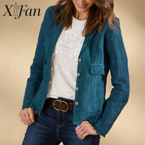 Fabricantes de Ropa, Chaqueta de Encaje Transpirable de Color Sólido para Mujer, Estilo Retro, OEM, Chaqueta Bordada de Primavera con Cierre de un Solo Botón - Product Image 5