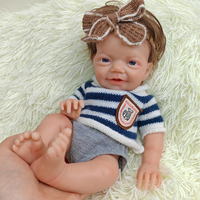 Poupée Reborn en silicone souple de petite taille, 30 cm, figurine artisanale, cheveux blonds, jouet compagnon pour enfants