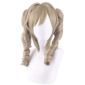 Perruques cosplay pour femmes Anime Game Genshin Impact Barbara Curly Blonde Perruques cosplay résistantes à la chaleur Party Girls Grey Double Ponytail Perruques cosplay - Product Image 2