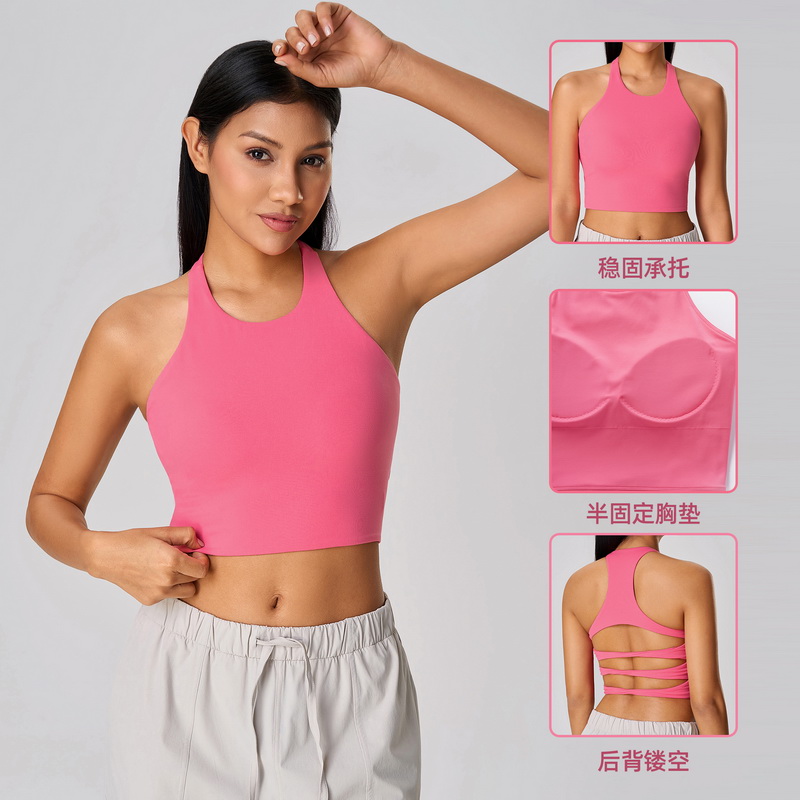 Women's Sexy Cross Racerback Sports Bra Vest With Breathable Fitness Hollow Out Halter Yoga Top Running Yoga Gym Tank Top
