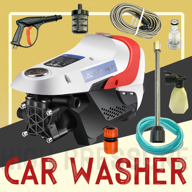 Portable Handheld Pressure Washer, Powerful Car Cleaning Machine with Induction Motor, Multiple Accessories