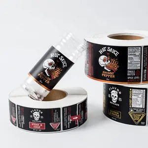 jar etiqueta autocolante Suppliers-Etiqueta de molho adesivo personalizada, etiqueta de molho quente anti umidade, etiqueta para embalagem