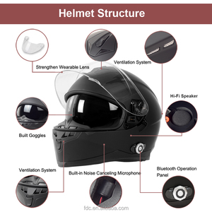 Casco de seguridad para motocicleta con certificación ECE ABS, casco con intercomunicador inalámbrico con Bluetooth integrado de 500M, casco de música BT + Radio FM - Product Image 5