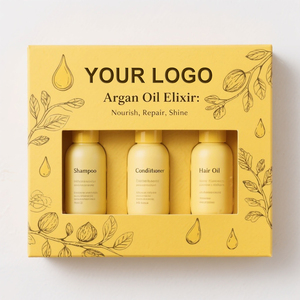Boîte de Kit de Soins Capillaires d'Argan de Marque Privée Shampooing et Après-Shampooing à l'Huile Capillaire d'Argan Naturel 3 en 1 Nettoyage Hydratant Nourrissant - Product Image 6