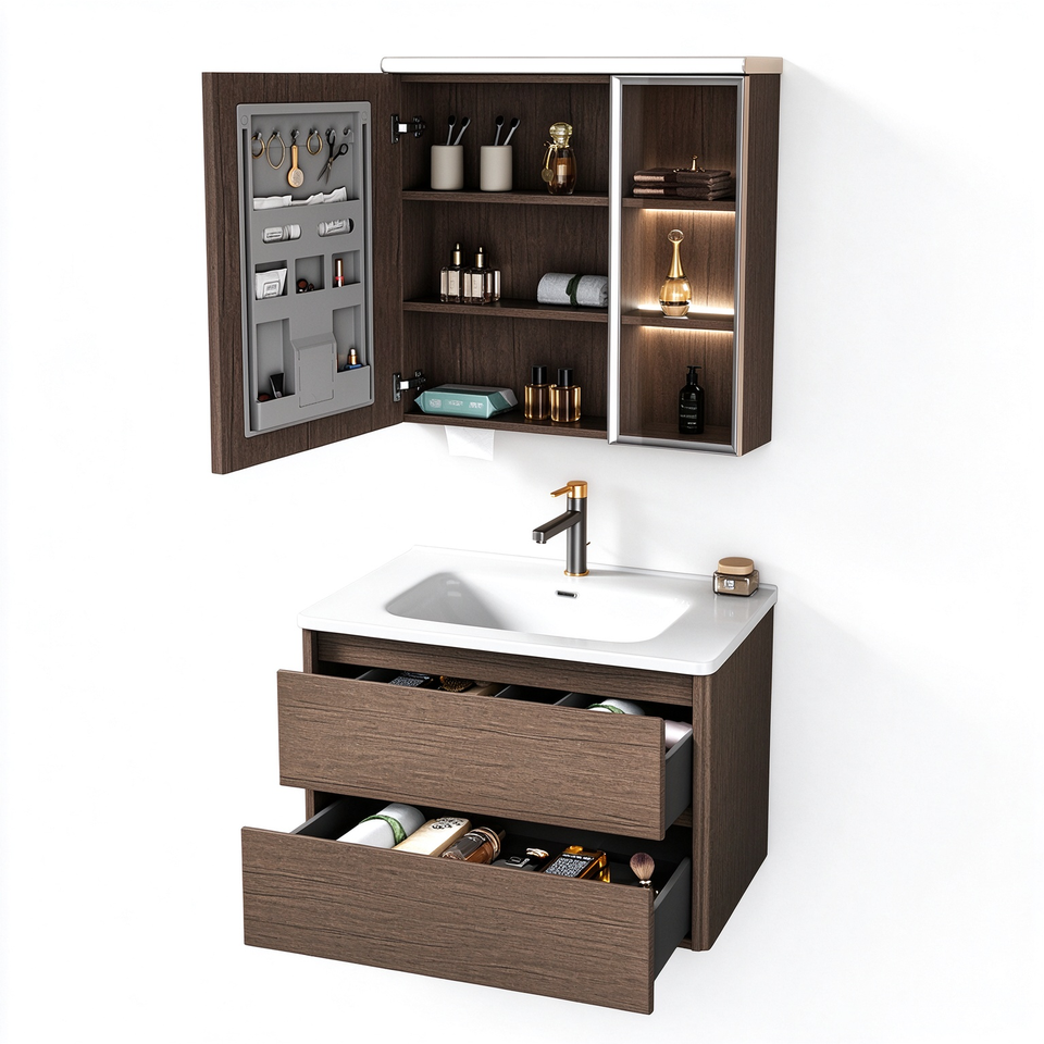 Stainless Steel Minimalist Bathroom Cabinet with Smart Mirror and ...