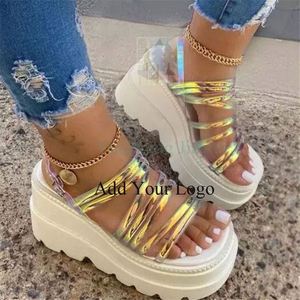 Sandalias de Tacón Alto de Moda para <span class=keywords><strong>Mujer</strong></span>, Sandalias de Plataforma con Tacón Transparente, Impermeables - Product Image 5