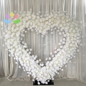 F400 oggetti di scena per matrimonio romantico sfondo artificiale in finta seta rosa floreale fila di corridori blu falce luna archi fiore - Product Image 2
