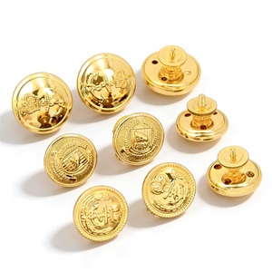 Boutons ronds en métal doré avec logo en relief, style classique pour uniformes et vêtements de cérémonie - Product Image 2
