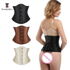 Plus Size XXS XXXXXXL Nude Corsage Corselet Women Stainless Steel Boning Waist Shapers Slimming Corset Belt With 5 Brooches