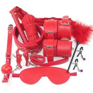 ชุดอุปกรณ์บอนด์เดจ 10 ชิ้น หนังสีดำ ชุด BDSM พร้อมผ้าปิดตา เชือก และอุปกรณ์รัด สำหรับการเล่นสำหรับผู้ใหญ่ - Product Image 2