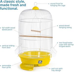 Cirkel Vogelkooi Vintage Metalen Kanariekoepels Kooi Kooien Voor Kanariefokkerij Met Wooddowel-Baars Over De Volle Breedte
