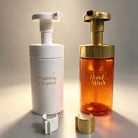 Distributeur de savon moussant de luxe blanc et ambre de 200 ml avec pompe dorée, flacon vide en plastique pour nettoyant mains moussant pour salle de bain