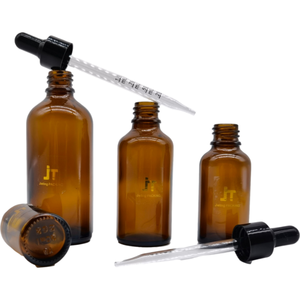 Wholesale Amber Round Glass <b>Dropper</b> <b>Bottles</b> 5ml-100ml (Including 20ml) for Essential Oil & Cosmetic Packaging with Easy Open End - Product Image 2