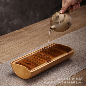 Original Bamboo <b>Tea</b> Tray Oval Shape Water Storage Kung Fu <b>Tea</b> <b>Set</b> Dry Brewing Table Afternoon <b>Tea</b> Use - Product Image 1