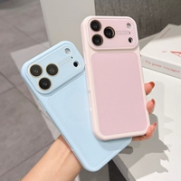 Coque de téléphone en silicone souple couleur bonbon tendance avec grande fenêtre pour appareil photo, cadre de protection surélevé pour appareil photo, antichoc pour iPhone 18 Pro Max