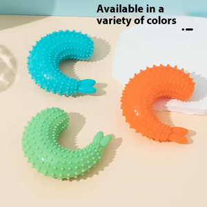 ของเล่นยาง TPR สำหรับสัตว์เลี้ยง รูปทรงฮอทดอกและกุ้งทอด ทนทานต่อการกัด ช่วยขัดฟัน มีเสียงดังเอี๊ยด ของเล่นแบบมีปฏิสัมพันธ์ - Product Image 3