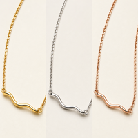 Collier pendentif barre ondulée dorée, chaîne fine, bijou de mode pour femme, cadeau, bijoux de fête