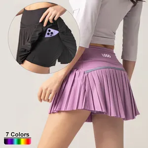 Janya Logo personnalisé <span class=keywords><strong>tenue</strong></span> de sport d'été pour femmes 2-en-1 Yoga <span class=keywords><strong>Tennis</strong></span> chemise plissée séchage rapide Mini jupe Fitness Jogging filles - Product Image 1