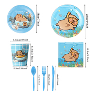 140 pièces de vaisselle jetable écologique sur le thème du capybara pour fête d'anniversaire, assiettes et serviettes en papier pour enfants, fête prénatale
