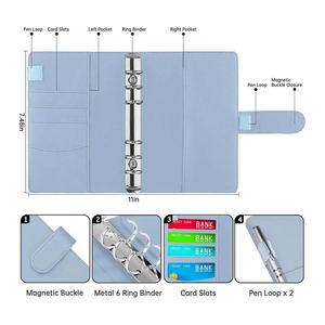 Prolead – Couverture de carnet de budget A5 personnalisable avec logo, spirale, 100 % écologique, à feuilles mobiles, organiseur de classeur à 6 anneaux, format portefeuille, papier 80g - Product Image 2