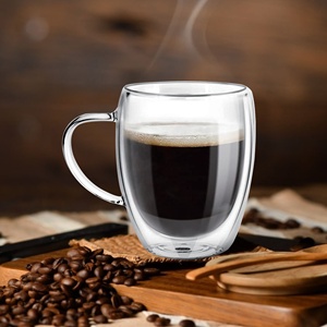Ensemble de 2 gobelets <span class=keywords><strong>en</strong></span> verre à double paroi isolés - Durable, transparent, résistant à la chaleur, design moderne, grande capacité, tasses à café - Product Image 4