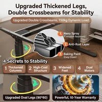 Gambe per Tavolo Elettrico Intelligente a Doppio Motore e Doppia Trave, Utilizzabili Come Scrivania per Ufficio, Computer o Studio