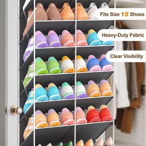 Organisateur de chaussures à suspendre sur la porte, 20 poches, support de rangement suspendu pour placard, porte-chaussures avec crochets, forme rectangulaire - Product Image 5