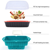 Chauffe-ration sans flamme auto-chauffant en plastique PP, barquette alimentaire carrée pour marque 92g pour XF-0375, logo personnalisé