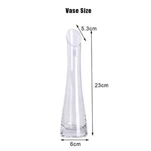 Moderne Transparent Blique Bouche Unique Bourgeon Soufflé À La Main Art Vase À Fleurs En Verre pour Table De Mariage Usage Décoratif Usine En Gros - Product Image 2