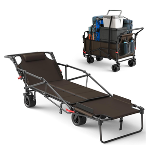 Durable et sécurisé pour une utilisation en extérieur 360 °   Chariot de camping convertible avec roues pivotantes et <span class=keywords><strong>lit</strong></span> inclinable réglable - Product Image 2