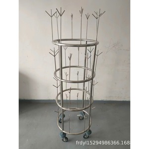 Stainless Steel Slipper <b>Rack</b> 4 Tier Round Standing Clothing Organizer <b>For</b> Hallway Portable Coat And Cap <b>Storage</b> - Product Image 5