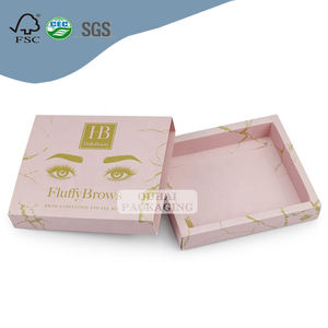 กล่องกระดาษสีชมพูลิ้นชักแบบเลื่อนบรรจุภัณฑ์ขนตาปลอมรองรับการปรับแต่งโลโก้แบรนด์ของคุณด้วยกระดาษแข็ง350กรัม - Product Image 1