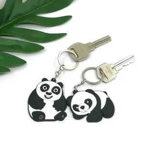 Fashion Design Metal Rings Custom Colorful 3D Cute Cartoon Shape Logo PVC Rubber Keychains for Bags