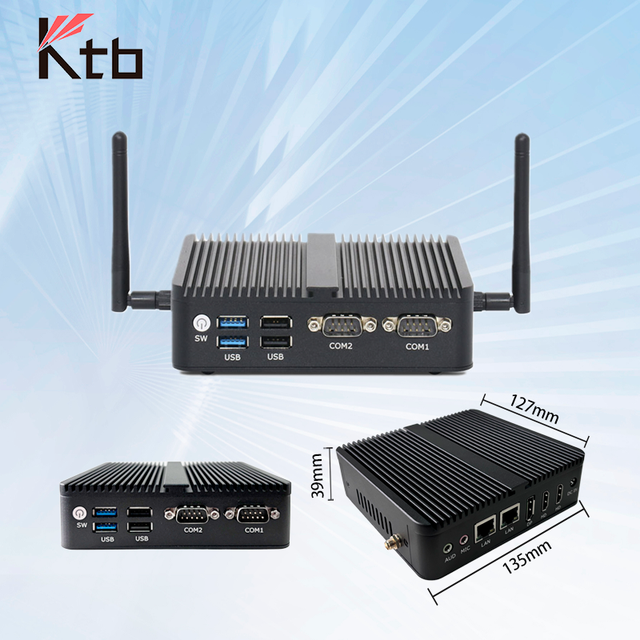 Ktb J4125 J6412 N100 16gb Industrial Mini Pcs Portable Computer 3*Display Dual Lan Windows Linux OS Industrial Fanless Mini Pc