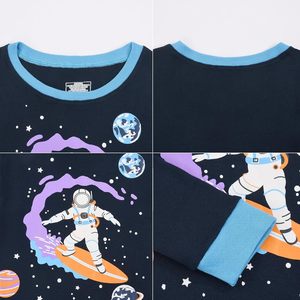 Pyjama d'automne en coton à manches longues pour garçons, imprimé astronaute de dessin animé, doux, lavable en machine, tailles 98-134 - Product Image 4