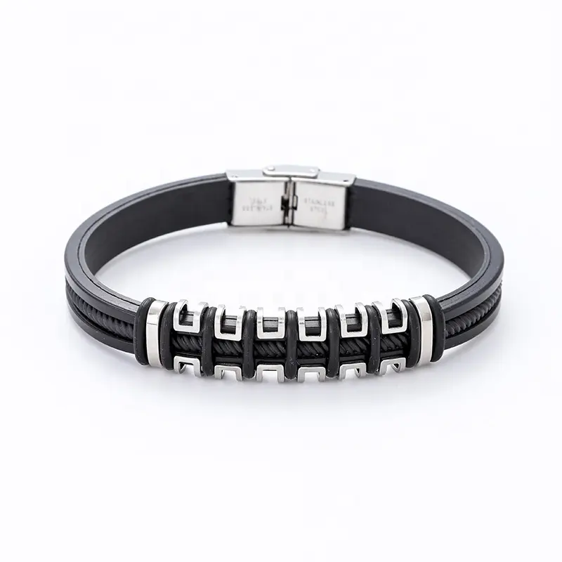 SEPT Fashion Silicone Stainless Steel Bracelet for Men Cheap Price Wristband Personalised Men Accessory
