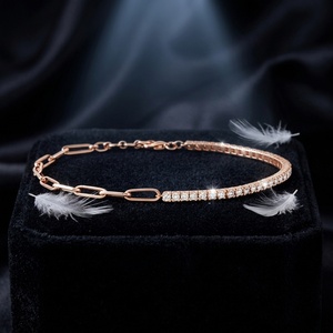 Bracelet tennis en diamant cultivé en laboratoire certifié IGI, or blanc 14K 18K, coupe ronde, bijoux fins de luxe, unisexe - Product Image 4